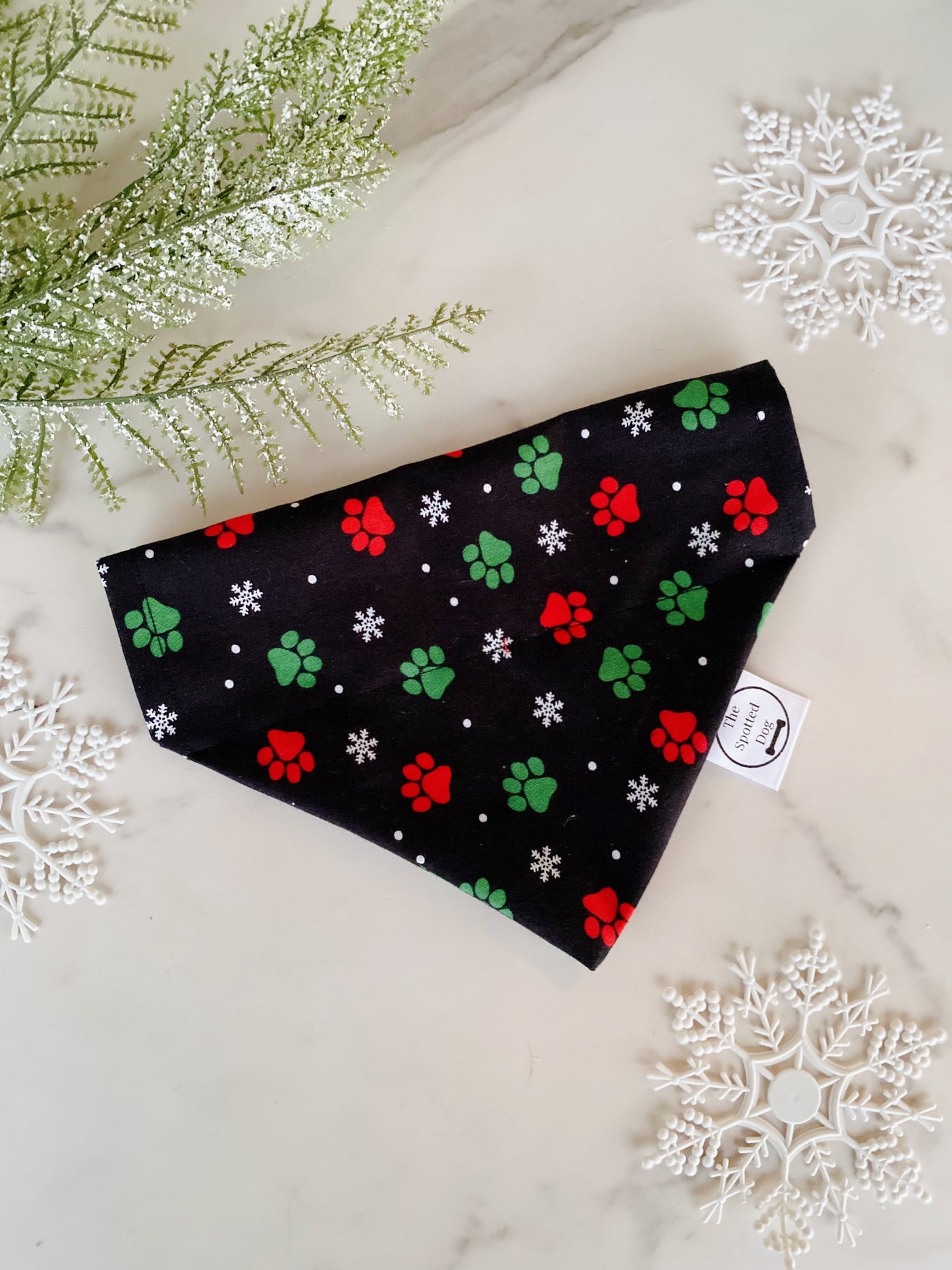 Christmas Paw Print Bandana