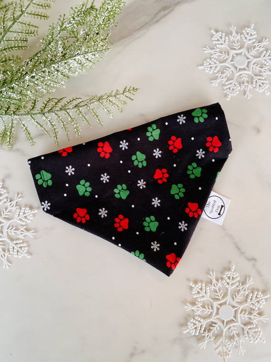 Christmas Paw Print Bandana