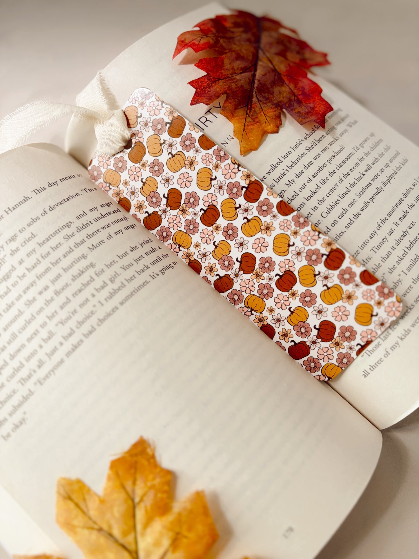 Floral Pumpkin Bookmark