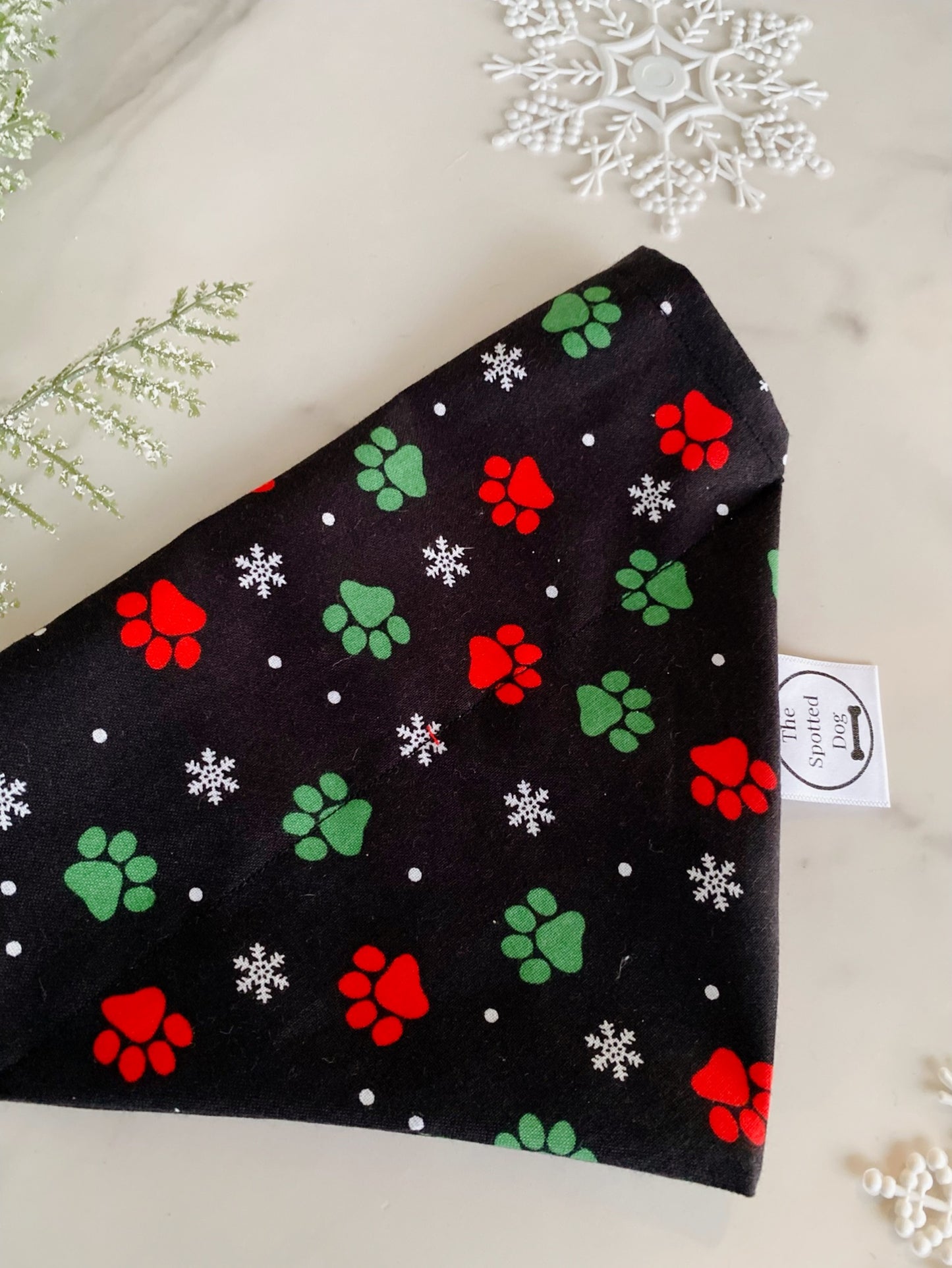 Christmas Paw Print Bandana