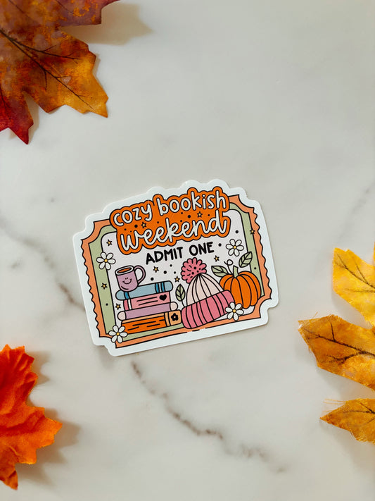Cozy Bookish Weekend Fall Sticker