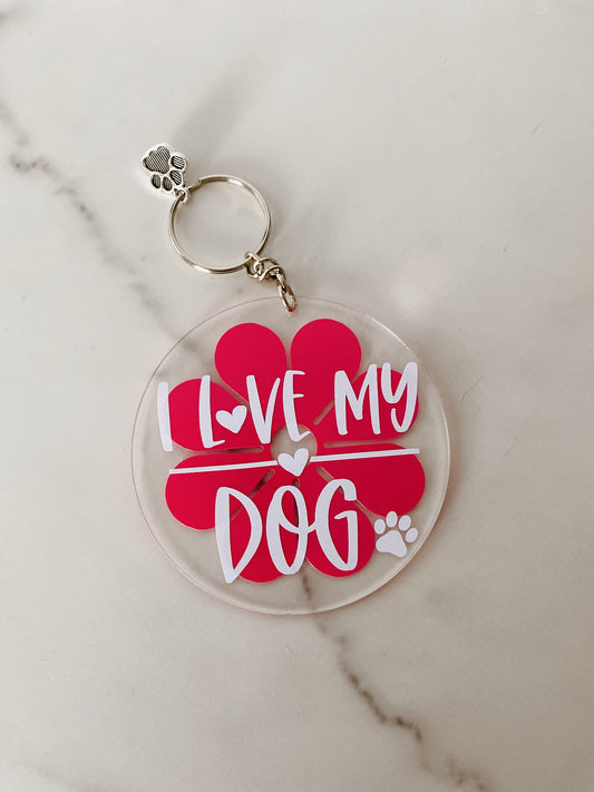 I Love My Dog Keychain