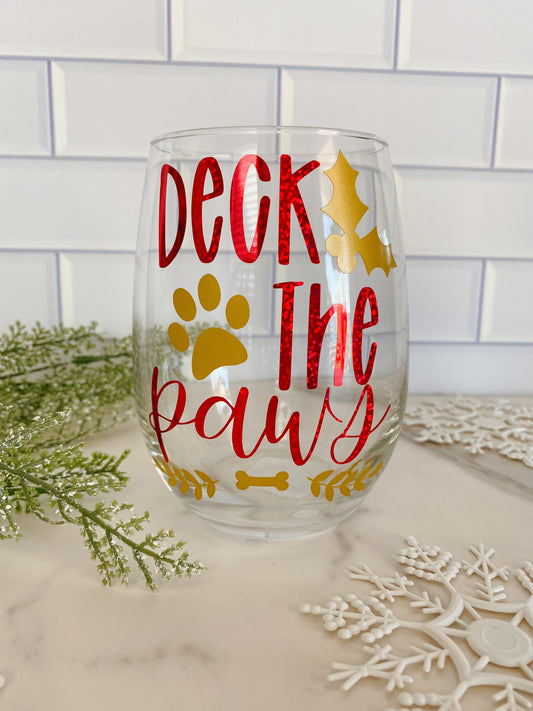 Deck the Paws Wine Glass