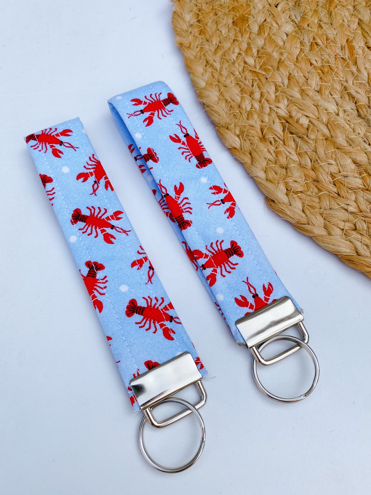 Lobster Polka Dot Keychain Wristlet