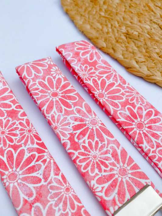 Pink Daisies Keychain Wristlet