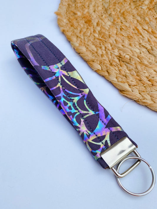 Holographic Spider Web Keychain Wristlet